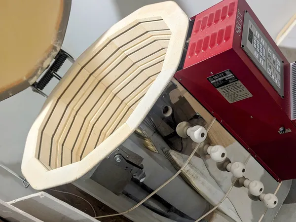 The electric kiln used for firing pieces.